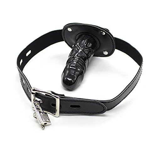 Vielretude Dildo Mundgag Penisknebel Bondage Silikon Mund Knebel Fesseln Abschliessbare Knebel Stecker Fetisch SM (Schwarz, Lang)