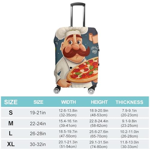 Chef Pizza Luggage Cover, Washable Elastic Suitcase Cover Protector Fit 18-32 Inch Luggage2