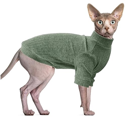 Oslueidy Sphynx Haarlose Katzen Weste Rollkragenpullover, Langärmlige Einteiler Katzenbekleidung Katzenbody, Kätzchen Katzen Pullover Shirts für Sphynx/Cornish Rex/Devon Rex/Peterbald