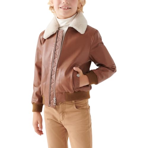 Trifoliate Boys A2 Casual Lightweight Sheepskin Bomber Leather Jacket Kids