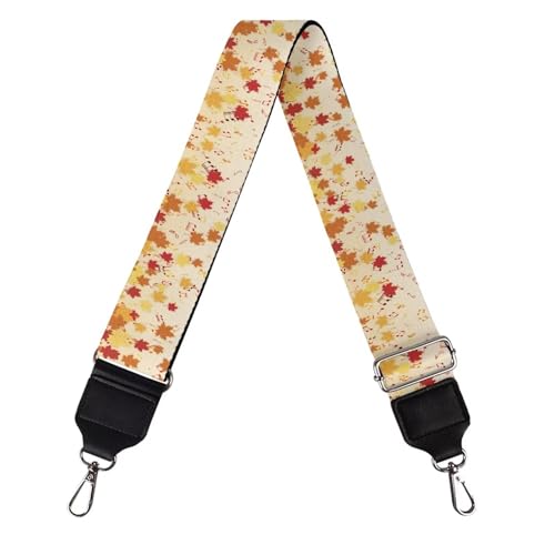 Image of Talayituse Maple Leaf Music Note Print Shoulder Strap Thanksgiving Decoration Wide Purse Bag Strap Adjustable Replacement Belt Luggage Crossbody Shoulder Bag Strap for Women Girls
