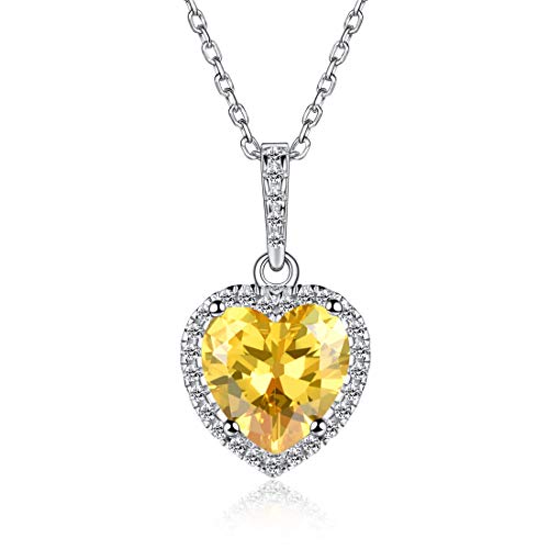 Sterling Silver Pendant Necklaces Love Heart Necklaces November Created Topaz Birthstone Necklace Birthday Gifts