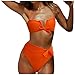 Produktbild TOPKEAL Damen Badeanzug Bademode Hoher Taille Bikini Set Zweiteilige mit Triangel Bikinihose Strandkleidung Swimsuits mit Verstellbarem Schulterriemen (Orange, L)