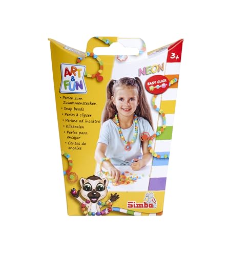 Art und Fun Neon Snap Beads, 250 perline da incastrare, dai 3 anni in su