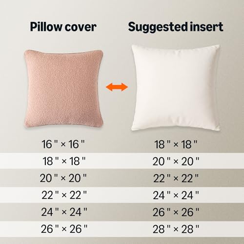 Image of Amazon Basics Boucle Throw Pillow Covers for Couch, Living Room, Home Decor with Hidden Zipper, Pink, 18x18in, Pack of 2