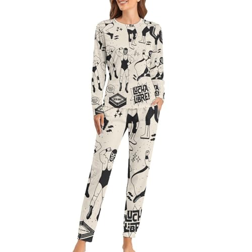 Pyjama femme Lutte ensemble de nuit sleepwear pantalon et haut manches longues