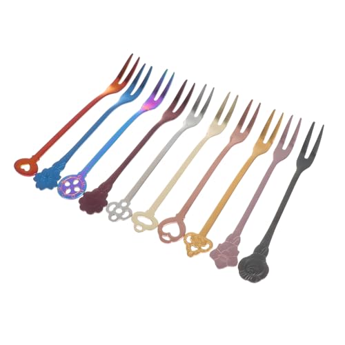 Healifty 10pezzi Forchette Da Dessert in Acciaio Resistente Per Uso Domestico Forchette Da Frutta e Torta Stoviglie Portatili Per Feste e Banchetti