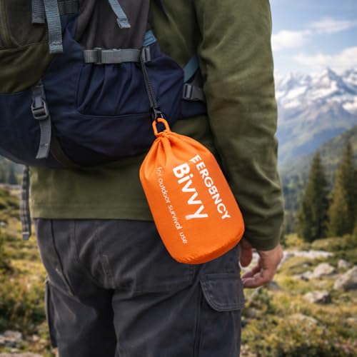 2 Stück Notfall Schlafsack, Überleben Schlafsack,Biwaksack,Wasserdicht Notfalldecke, Erste Hilfe Rettungsdecken, Hitzeabweisend Kälteschutz Wasserdicht mit Pfeife, Survival Ausrüstung für Outdoor
