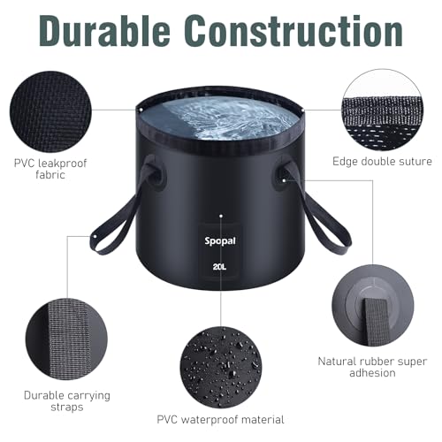 Ducha portátil Spopal Camping con batería 10000mAh y cubeta plegable 20L miniatura 6