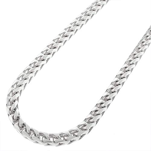 PREMIUM .925 Solid Sterling Silver Franco Square Box Link Rhodium Chain Necklaces 1MM - 5.5MM, 16" - 30", Men & Women, Exclusively Made In Italy, In Style Designz (4.5mm,26)