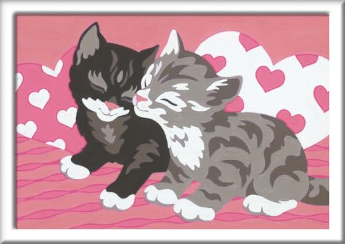 Ravensburger CreArt 28467 - Kuschelkatzen - Malen nach Zahlen Katzen für Kinder ab 7 Jahre Malset mit Rahmen Pinsel und Acrylfarben Geschenk für Mädchen und Jungen
