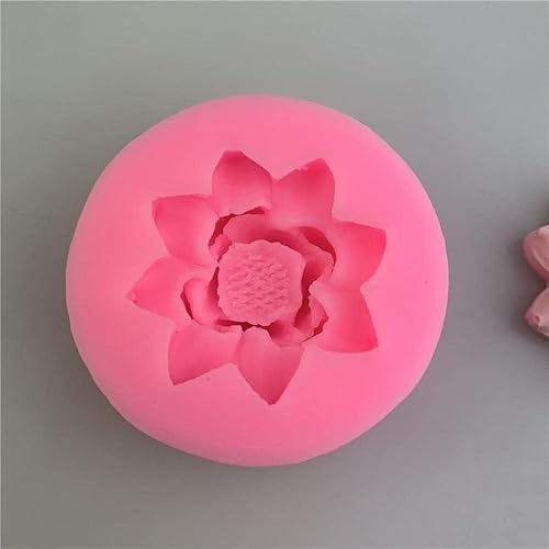 Miniatura 6 de Molde de silicona de loto de flor rosa 3D para decoración de pasteles de cupcakes, gelatina Shots Fondant, molde de cristal hecho a mano para