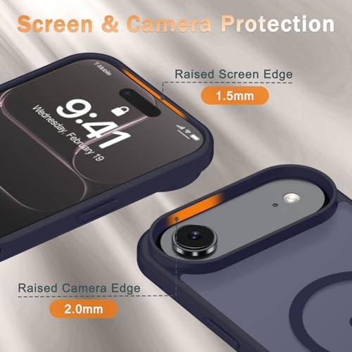 Image of YENAPOON for iPhone Air Case, Matte Magnetic Phone Cover [with 1 Screen Protector] [Support for MagSafe] [Shockproof Military Grade Protection] Translucent Frosted Back, Deep Purple
