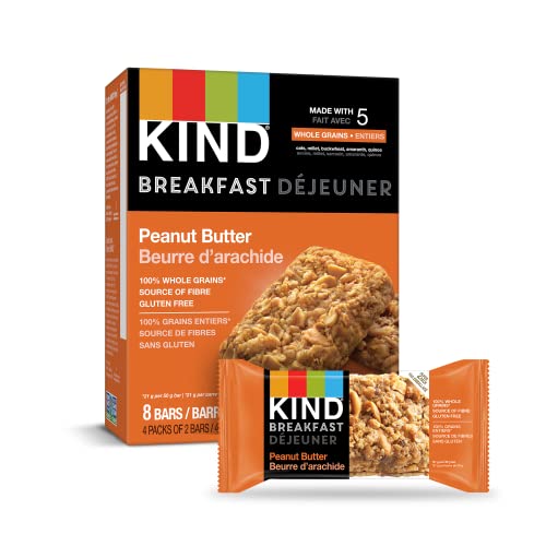 KIND Breakfast Bar, Peanut Butter, Gluten Free, Non GMO, 50 Grams, 4 Count