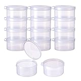 BENECREAT 12 Pack 35ml Cajas Redondas de Plástico Transparente Almacenamiento con Tapa Abatible para Artículos, Pastillas, Hierbas, Cuentas Pequeñas, Joyería