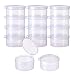 BENECREAT 12 Pack Round Clear Plastic Bead Storage Containers Box Case with Flip-Up Lids for Items,Pills,Herbs,Tiny Bead,Jewerlry Findings, and Other Small Items - 2x1 Inches
