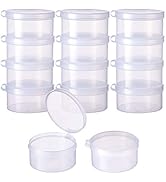 BENECREAT 12 Pack Round Clear Plastic Bead Storage Containers Box Case with Flip-Up Lids for Item...