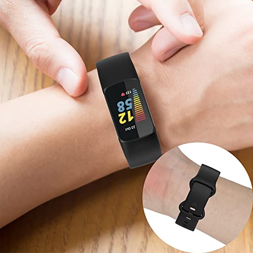 Image of Compatible with Fitbit Charge 5 Bands, Replacement Soft Silicone Watch Straps Soft Wristband for Fibit Charge 5 Fitness & Health Tracker Women&Men