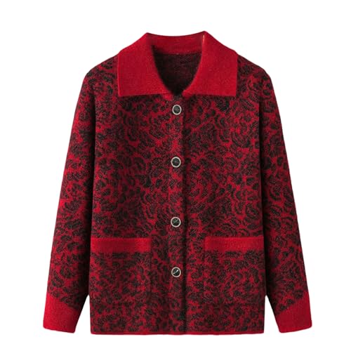 Cárdigan suéter de mujer mayor para otoño e invierno chaqueta de punto de entretiempo