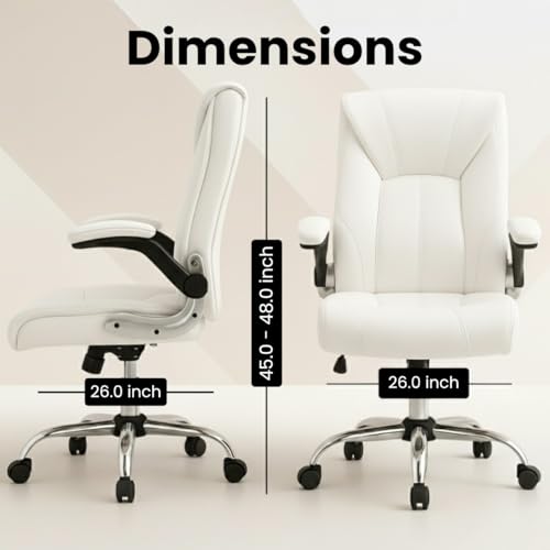 Image of Lakdi The Furniture Co High-Back Directior Office Chair and Executive Chair, Ergonomic Leatherette Desk Chair|Adjustable Arm Rest for 5-Year Warranty & Free Assembly-111012161 White