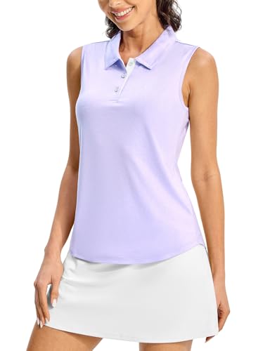 Image of BGOWATU Women's Golf Shirts Sleeveless Polo Shirts Collared 3 Buttons Tennis Tank Tops UV Protection Quick Dry