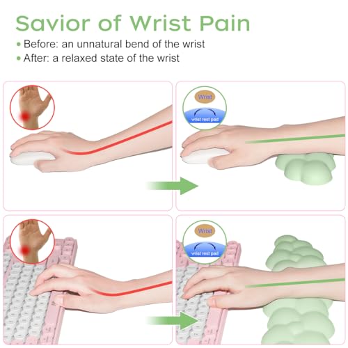 Image of JIKIOU Upgrade Leather Cloud Wrist Rest for Keyboard and Mouse & Cup Pad | Wish Gift-Cute Cloud Shape, Comfortable and don't Irritate to Skin, Non-Slip PU Base,Soft Memory Foam filled for Pain Relief