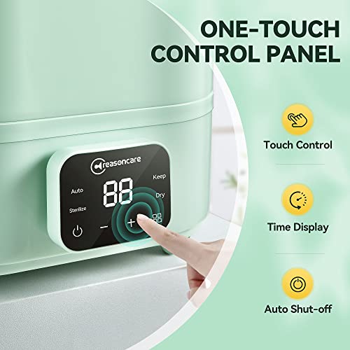 Reasoncare Baby Bottle Sterili-Zer And Dryer, 500W Ceramic Heater Electric Steam Bottle Sanitizer, 4 Modes Large Capacity Bottle Steamer With Led Touch Screen, Universal Sterili-Zing For All Bottles #TOP1