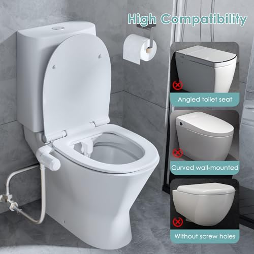 Couleeur Bidet Aufsatz für Toilette, Nicht Elektrisches Kaltwasser-Bidet mit Einziehbaren Doppel Selbstreinigenden Düsen (Front- und Heckreinigung), verstellbarer Wasserdruck WC Bidet Aufsatz