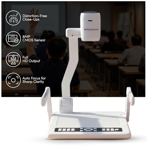 Image of Desktop Visualizer Full HD 8MP Document Scanner with Camera, Auto Focus, Touch Control Panel, HDMI in /Out, VGA in /Out, Document Scanner Visualizer - White Colour