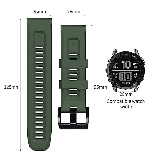 Koelaa 26mm Silicone Strap Compatible with Garmin Fēnix 8 51mm/7x/6x/7x pro/6x pro/5x/3/3HR, Tactix 8 51mm, Enduro 2/3 - Image 4