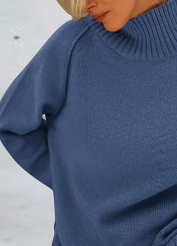 KIRUNDO Womens Fall Sweaters 2025 Trendy Turtleneck Long Sleeve Ribbed Knit Chunky Casual Loose Pullover Sweaters Tops4
