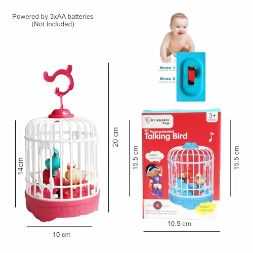 Image of Talking Bird Toy for Kids | Repeats What You Say | Singing, Speaking, and Dancing Bird Toy| Funny Education Toys for Children Playing at Home - Pink