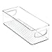 mDesign Small Plastic Office Storage Container Bins with Handles for Organization in Filing Cabinet, Closet Shelf, or Desk Drawers, Organizer for Notes, Pens, Pencils, Ligne Collection, 4 Pack - Clear