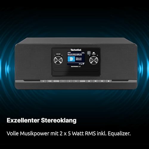 TechniSat DIGITRADIO 320 – Stereo Digitalradio (Kompaktanlage mit DAB+ & UKW, CD-Player, Bluetooth, USB, 2×5W RMS, TFT-Farbdisplay, Favoritenspeicher, Wecker, Sleeptimer, Fernbedienung) Schwarz