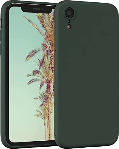 Image of VONZEE Microfiber Candy Case Compatible for iPhone Xr 6.1 inch, Shockproof Slim Back Cover Liquid Silicone Case - Pine Green