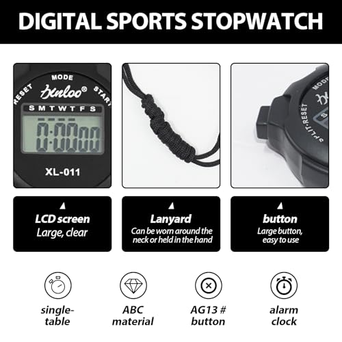 2 Pièces Chronomètres Multifonction Chronomètre de Sport Montre Minuterie de Chronomètre Portable, Appliqué au Courir Football Basket Natation et Les Autres Sports, Noir – Image 4