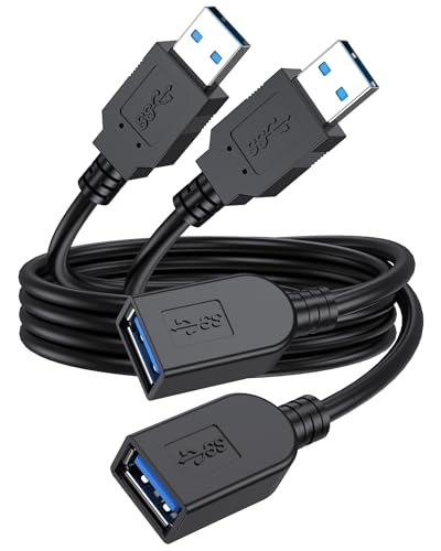 USB Extension Cable 3ft 2 Pack USB 3.0 Extender Cord 5Gbps Data Transfer & 18W Fast Charging Type A Male to Female Cables Compatible with Mouse Keyboard Hard Drives Laptop Monitor Hub Camera