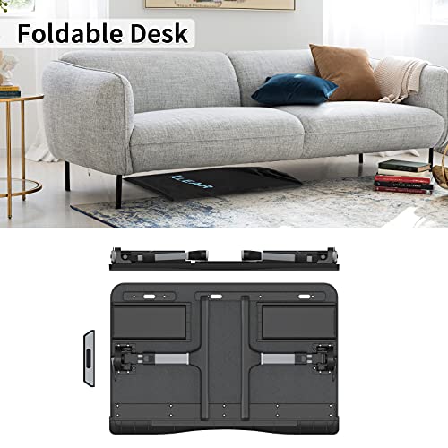Image of Laptop Desk for Bed, Lap Desks Trays with Double Storage Drawers, Adjustable Premium Leather Laptop Stand with Extra Drawstring Bag, Foldable Lap Table for Eating, Working, Writing and Drawing