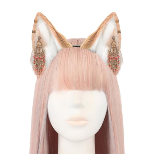 Diadema de oreja de lobo con flecos para disfraces de adolescentes 7