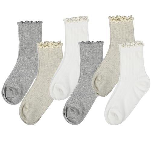 6 Pairs Women Ruffle Ankle Socks Thin Casual Cotton Frilly Lettuce Socks Breathable Soft for Summer Autumn Gift