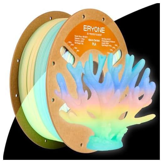 ⚡ ERYONE Glow in The Dark Filament 1.75mm, 3D Printer PLA Filament Dimensional Accuracy +/- 0.02mm, 1kg (2.2LBS)/Spool, Neon Rainbow
