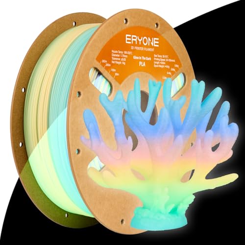 Image of ERYONE Glow in The Dark Filament 1.75mm, 3D Printer PLA Filament Dimensional Accuracy + /- 0.02mm, 1kg (2.2LBS) /Spool, Neon Rainbow