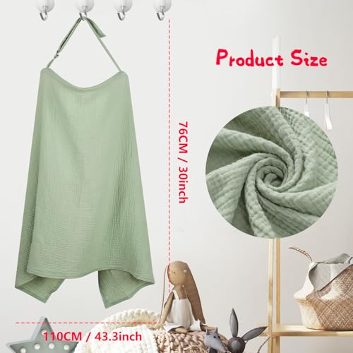 Miniatura 6 de Cozary Cubierta De Lactancia Materna, Delantal De Lactancia,76 X 110 Cm, Bufanda De Lactancia Suave Y Transpirable,Algodón,Funda De Lactancia Para Lactancia Con Correa Ajustable En La Espalda, Verde