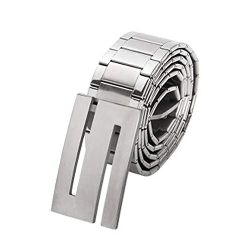 KSTYLE Ceinture Tactique en métal, Ceinture en Acier Inoxydable pour Ceinture d'auto-défense Fitness Taille chaîne en métal personnalité Jeunesse allongé en Plein air,130 cm Cover