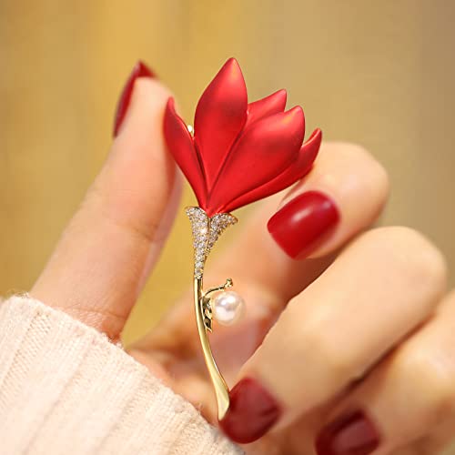 Image of Red Rose Flower Brooches and Pins for Women Costume Jewelry Brooch Pins Broches Jewelry for Women Elegant Lady Pin