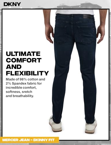 Image of DKNY Mercer Men's Skinny Jeans - Premium Stretch Denim Pants with Classic 5 Pocket Design | Skinny Fit Stretch Jeans for Men