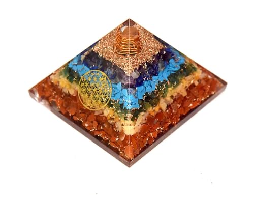Image of 7-Chakra Pyramid | 2-Inch | Chakra Balancing Pyramid for Meditation, Energy Healing, and Spiritual Practices | Handcrafted with Genuine Gemstones