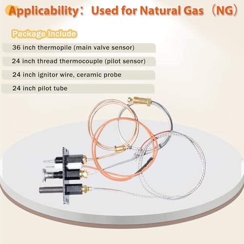 Caoooort 4021-736, 485-510A, Natural Gas Assembly for Heat-n-Glo, Quadrafire, Heatilator, 2103-010, Replacement Parts with Thermocouple, Thermopile
