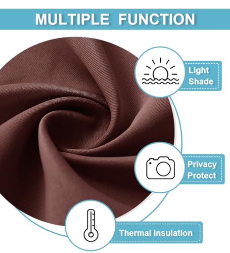 RYB HOME Rod Pocket Blackout Curtains for Bedroom Kitchen Living Room Office Light Block Energy Efficiency Small Window Treatment Drapes, W 42 x L 54 inch, Chocolate Brown,2 Panels