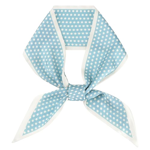 Women Polka Dots Contrast Color Skinny Long Scarves, Satin Silky Ribbon Hair Band Neckerchief Neck Scarf